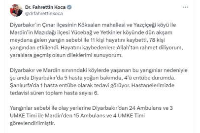 Diyarbakır- Mardin yangınında 11 kişi öldü